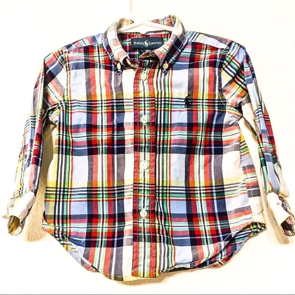 Ralph Lauren Spring Plaid Button-Down Sz 18M